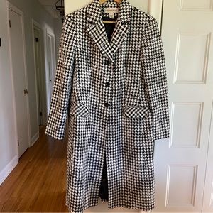 Jones New York Black and White Houndstooth Coat